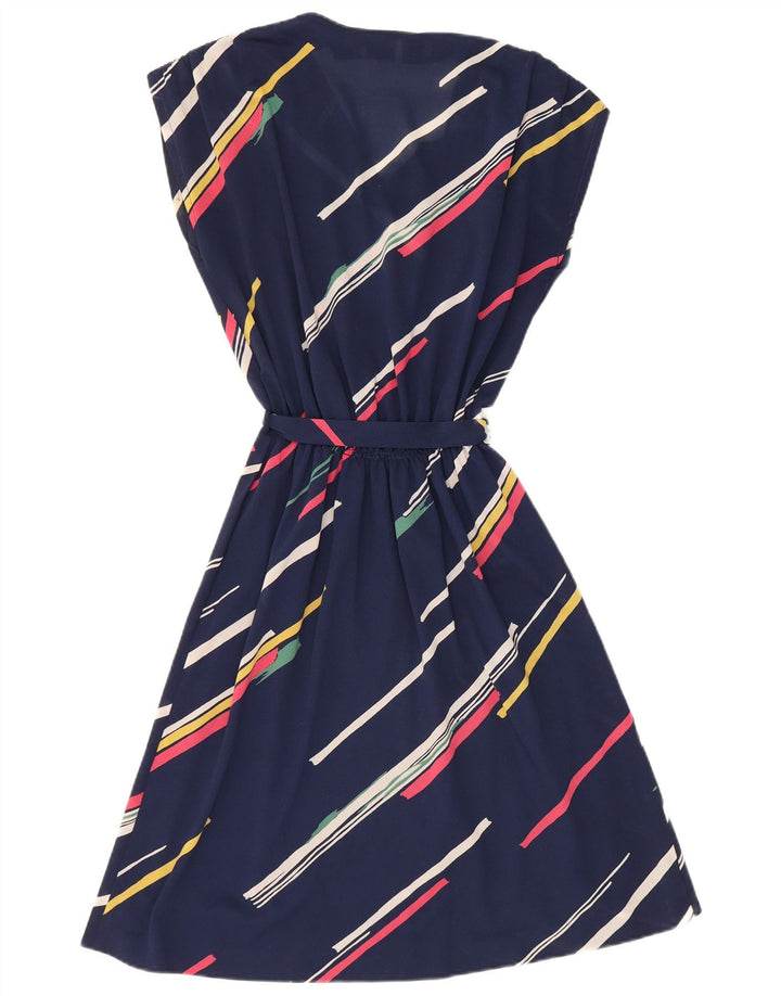 Vintage Dame A-Line Kjole IT 42 Mellem marineblå stribet polyester
