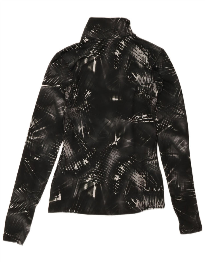 NIKE Womens Dri Fit Pullover Tracksuit Top UK 8 Small Black Geometric