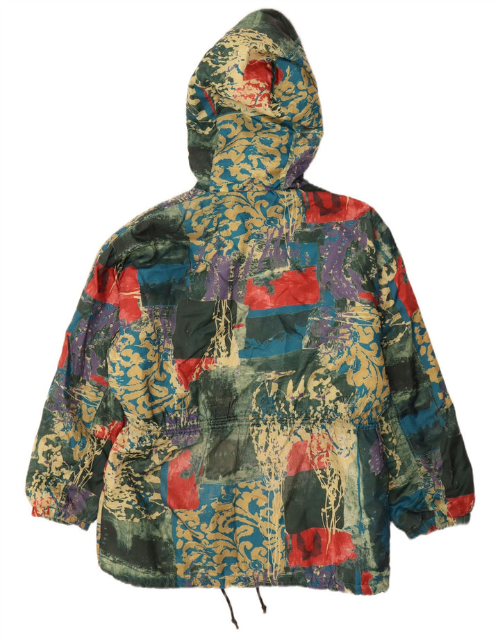 Vintage herre hætte vindjakke UK 38 mellemgrøn patchwork polyester