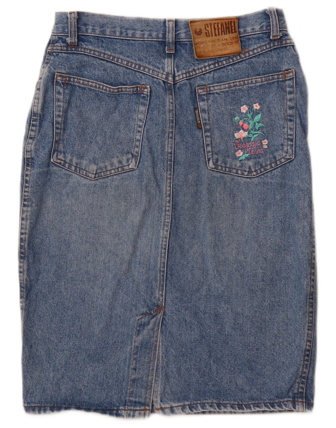 Stefanel Dame High Waist Denim Nederdel IT 46 Large W28 Blue Cotton