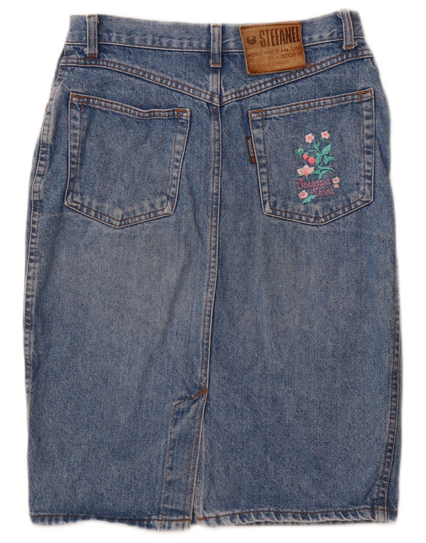 Stefanel Dame High Waist Denim Nederdel IT 46 Large W28 Blue Cotton
