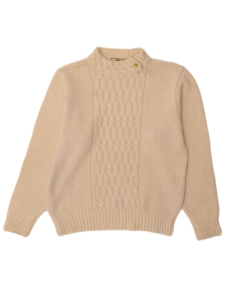 VINTAGE Dame Turtle Neck Sweater UK 16 Large Off White