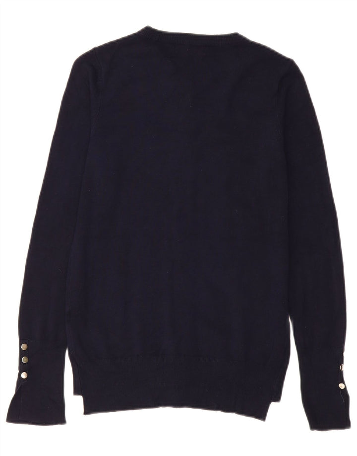 ZARA Womens Cardigan Sweater UK 10 Small Navy Blue Viscose