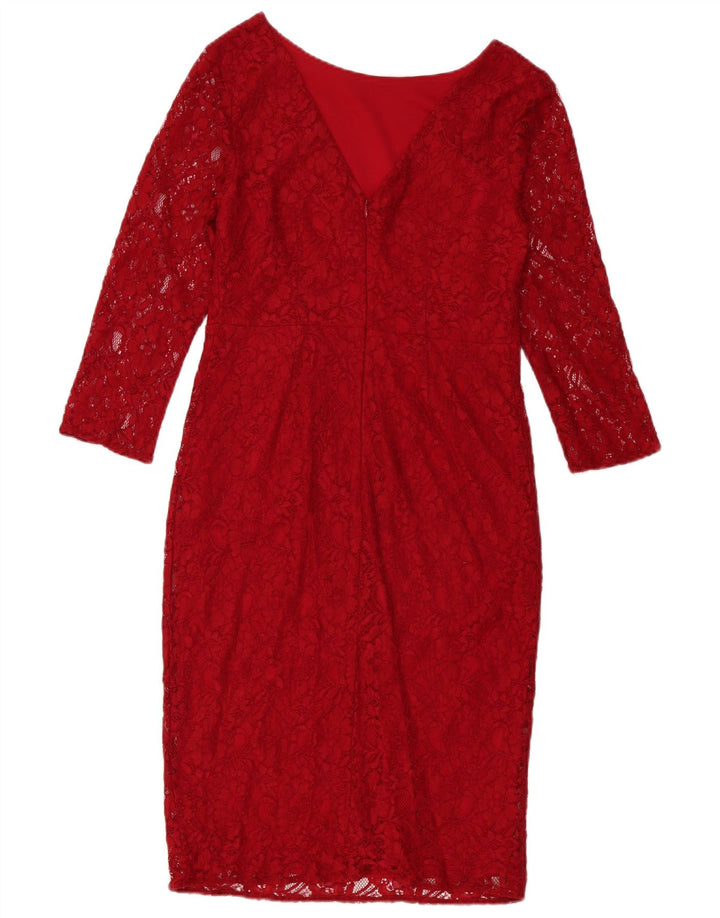 Oasis Kvinders 3/4-ærmede Skedekjole UK 12 Medium Red Floral Polyamid
