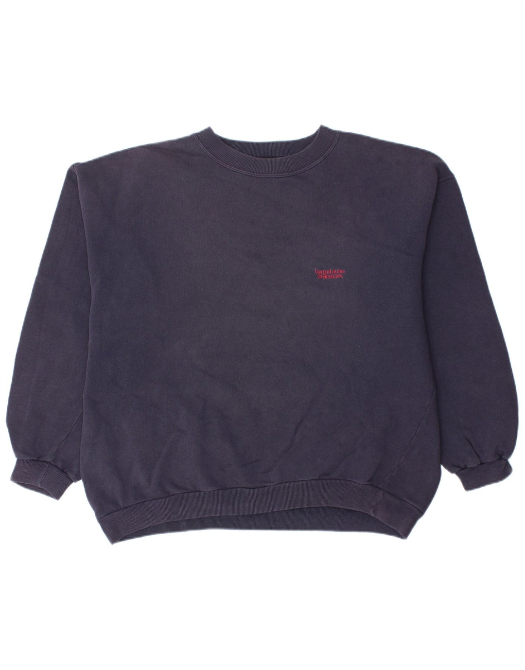 BENETTON Dame Oversized Sweatshirt Jumper UK 14 Mellem marineblå bomuld