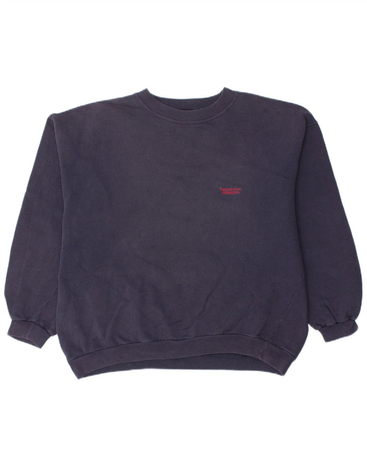 BENETTON Dame Oversized Sweatshirt Jumper UK 14 Mellem marineblå bomuld