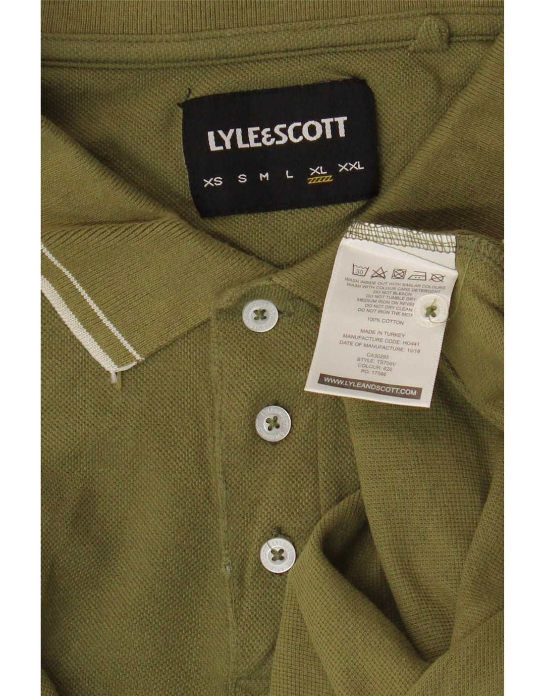 Lyle & Scott herre poloshirt XL Khaki Bomuld