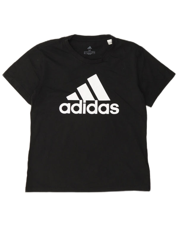 Adidas kortærmet grafisk T-shirt top til kvinder DK 12/14 Medium Black Sports