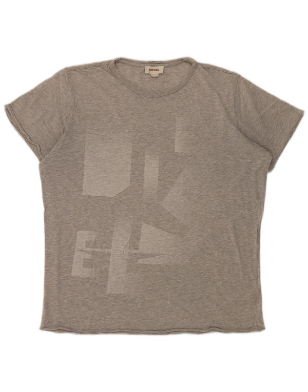 Diesel Herre Grafisk T-Shirt Top Stor Grå Flecked