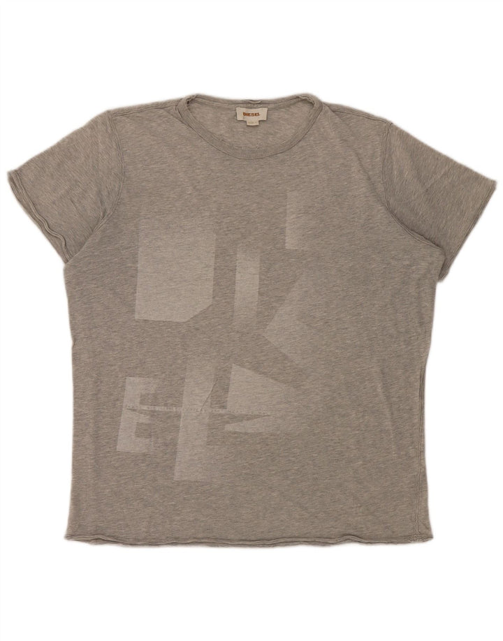 Diesel Herre Grafisk T-Shirt Top Stor Grå Flecked