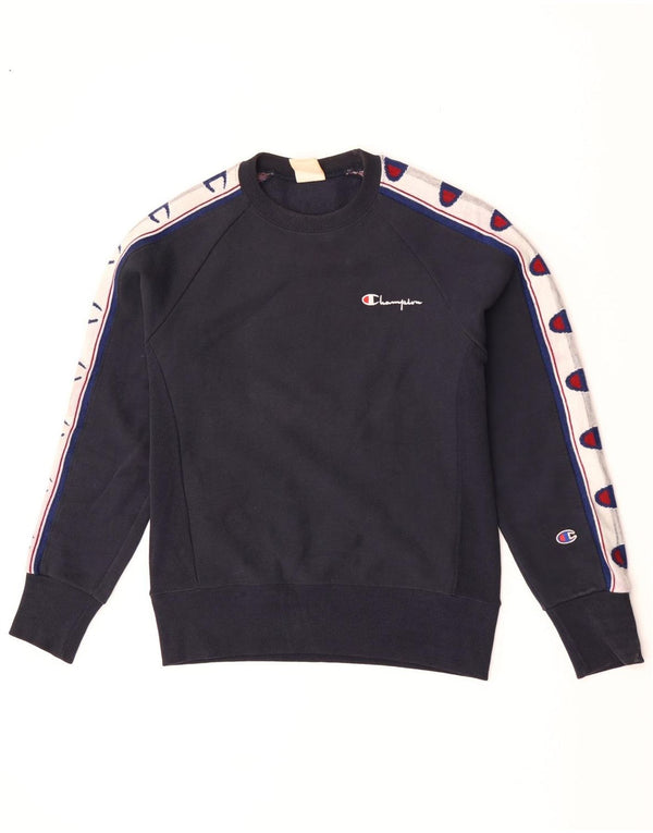 Champion Herre Reverse Weave Graphic Sweatshirt Jumper XS Navy Blue
