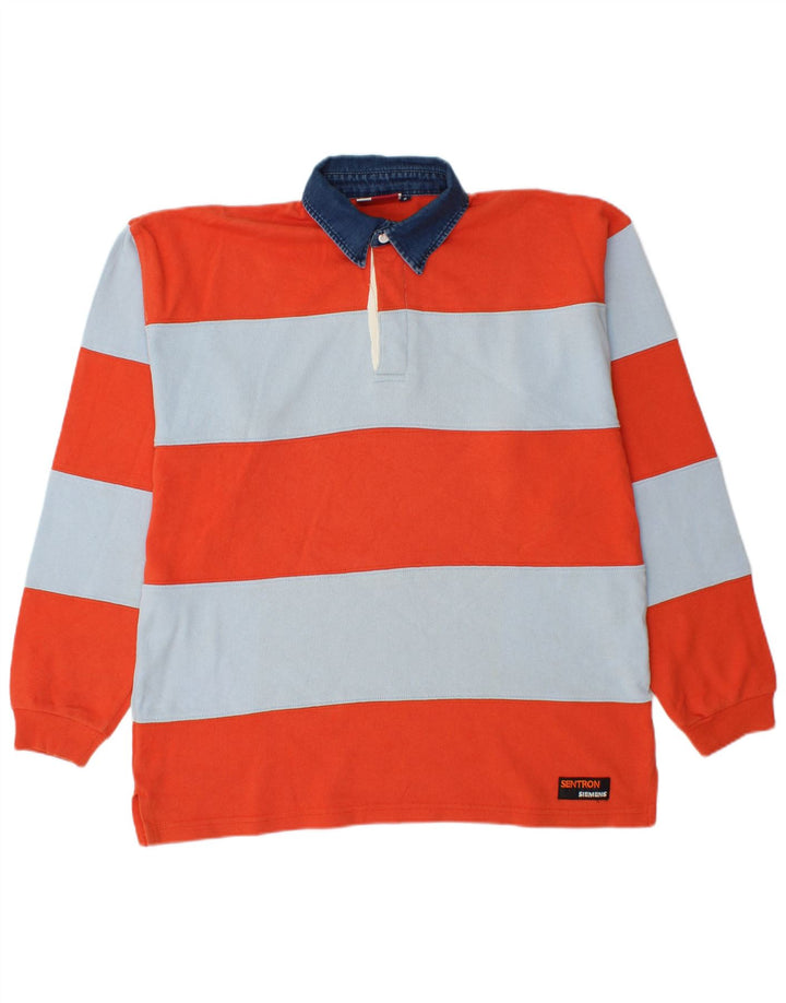 Basic Langærmet Rugby Polo Shirt til mænd Medium rødstribet bomuld