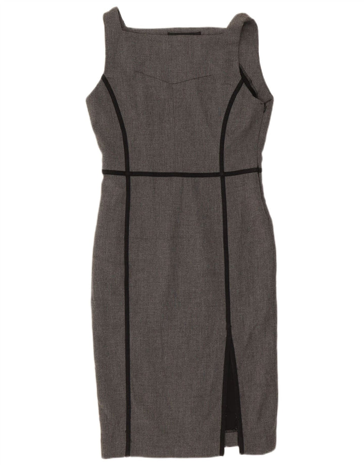 Zara Kvinders Ærmeløs Skede Kjole UK 12 Medium Grå Polyester