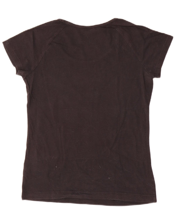 Adidas Dame Grafisk T-Shirt Top UK 12 Medium Sort Bomuld