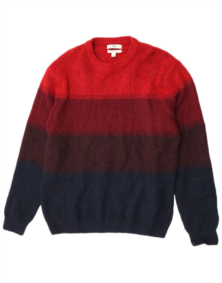Marks & Spencer Herre sweater med rund hals, stor bordeaux stribet