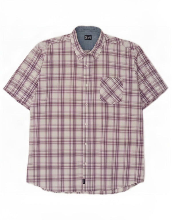Rifle Mens Short Sleeve Shirt XL Purple Check Cotton