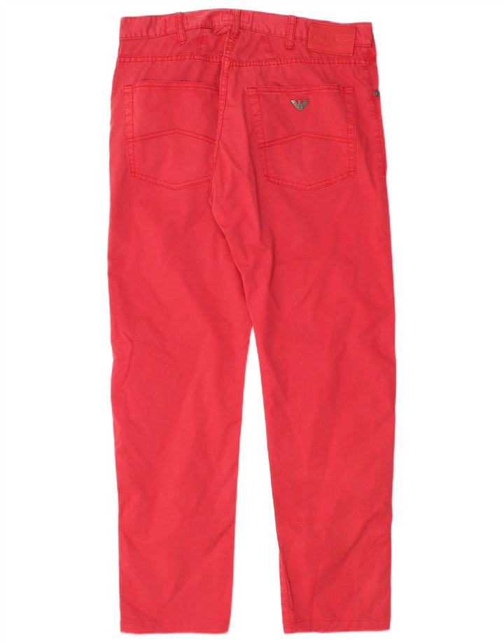 Armani Herre Regular Fit Straight Jeans W33 L29 Rød Bomuld