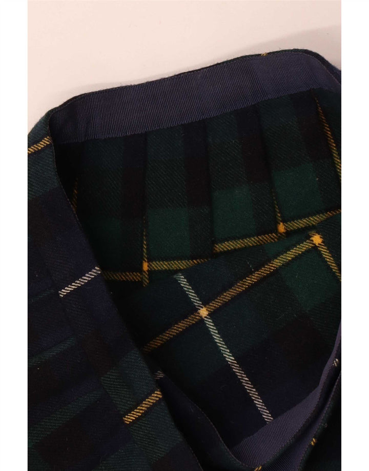 Vintage plisseret nederdel til kvinder W28 mellemgrøn plaid