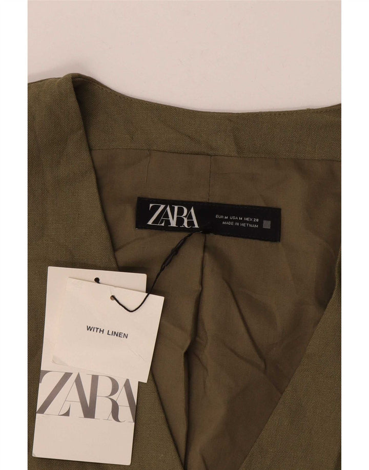 Zara Damevest UK 14 Medium Khaki Linen
