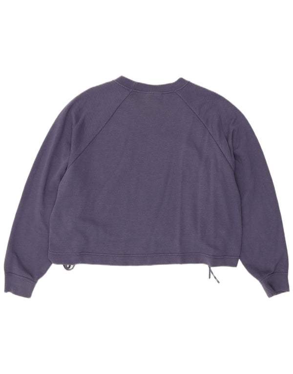 Nike Womens Crop Oversized Sweatshirt Jumper UK 14 Medium Lilla Bomuld