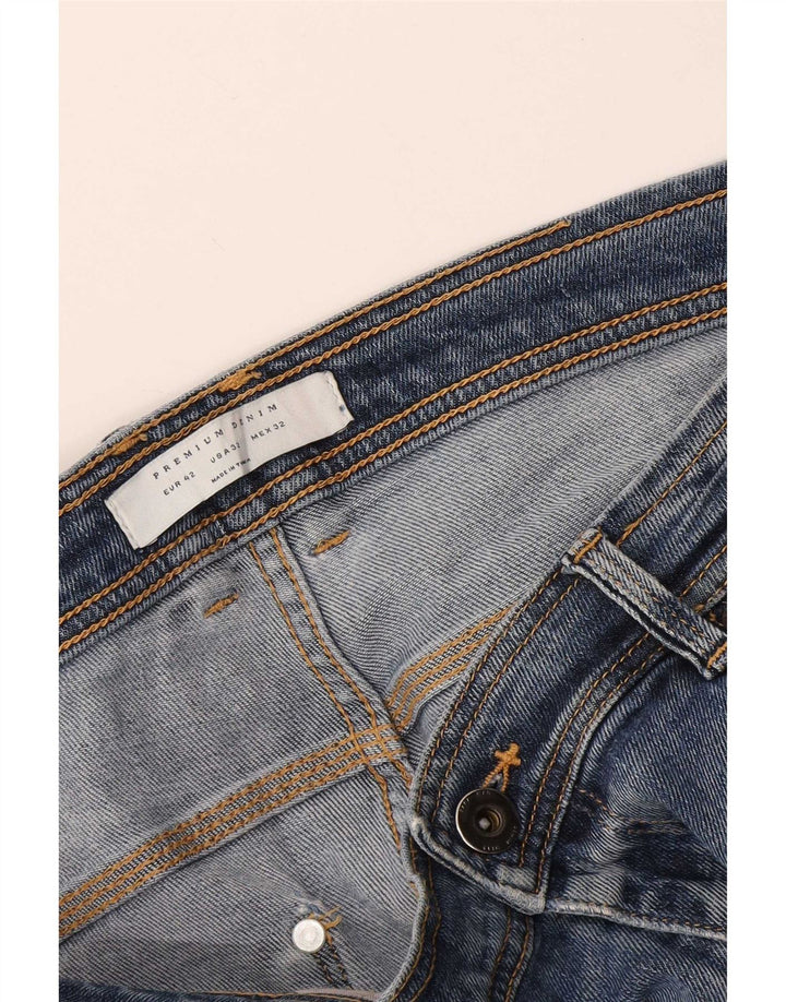 Zara Herre Distressed Slim Jeans EU 42 Large W32 L26 Blå