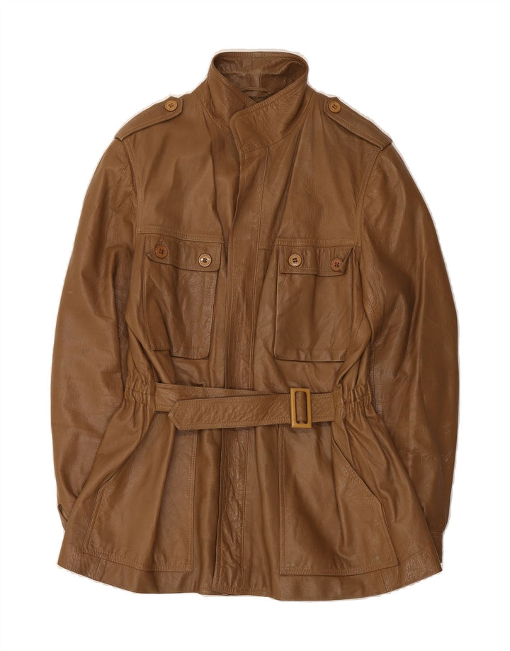 ESSEBI Mens Military Leather Jacket IT 50 Large Brown Leather Vintage Essebi and Second-Hand Essebi from Messina Hembry 