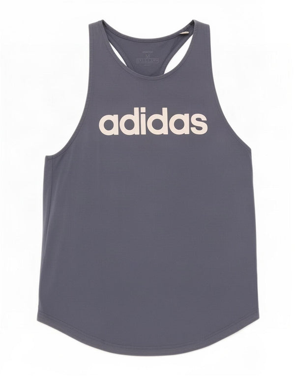 Adidas Dame Grafisk Vest Top UK 12/14 Medium Blue Bomuld