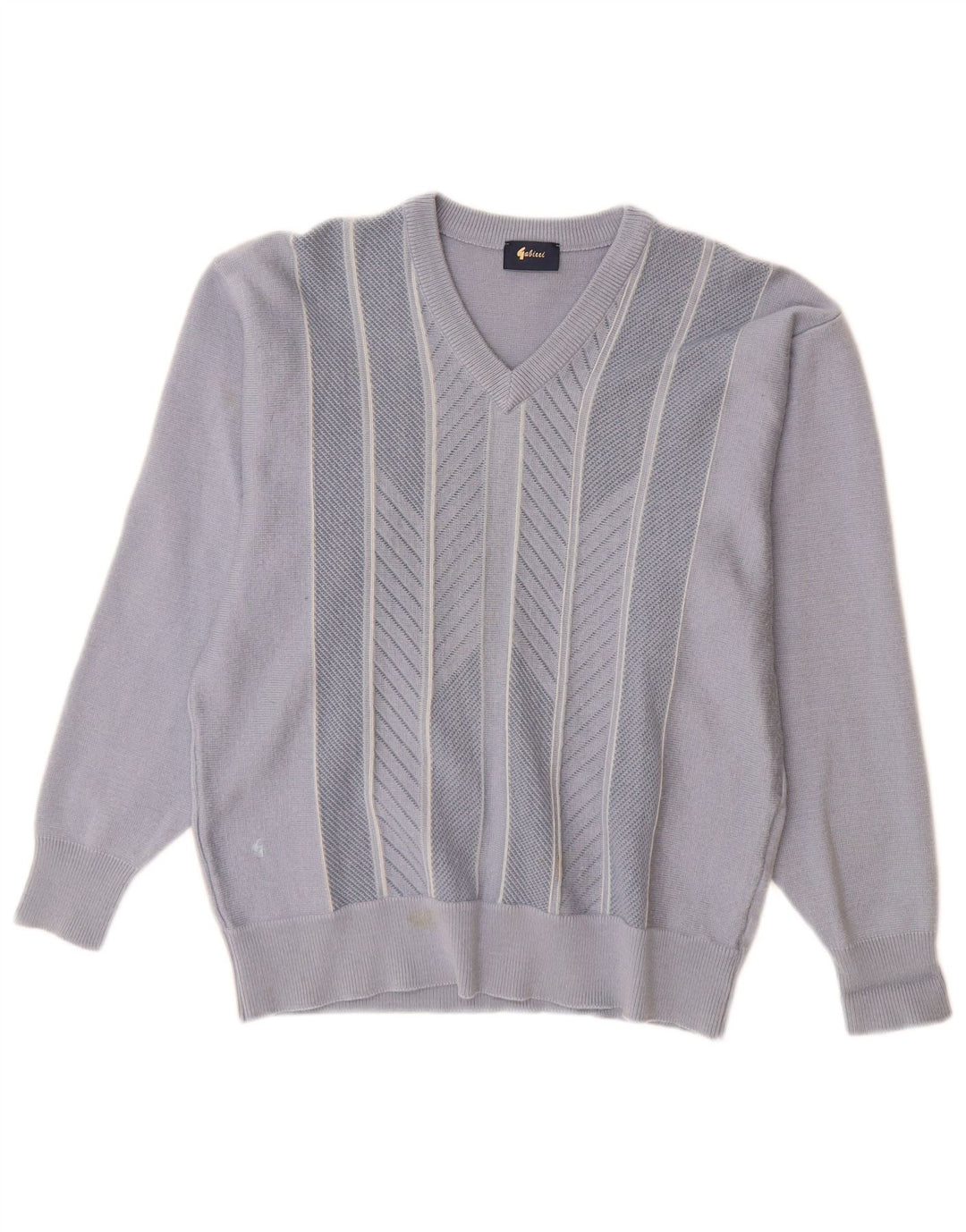 Gabicci Herre V-hals sweater Medium blå stribet uld