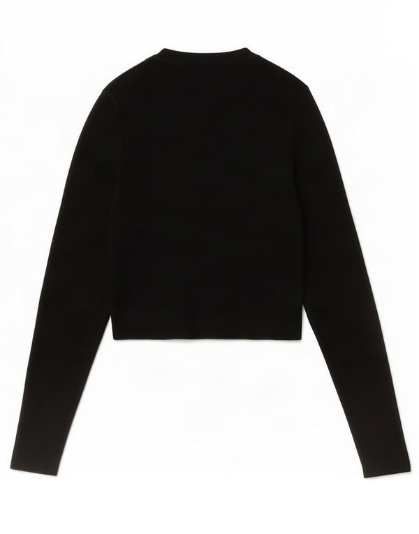 Zara Womens Crop Top Langærmet UK 12 Medium Black Viscose