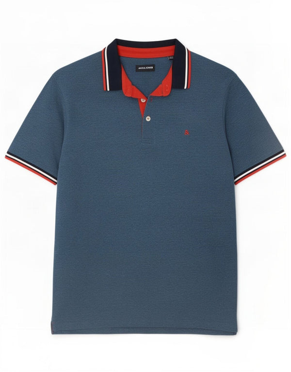 Jack & Jones herre poloshirt XL Blå Colourblock Bomuld