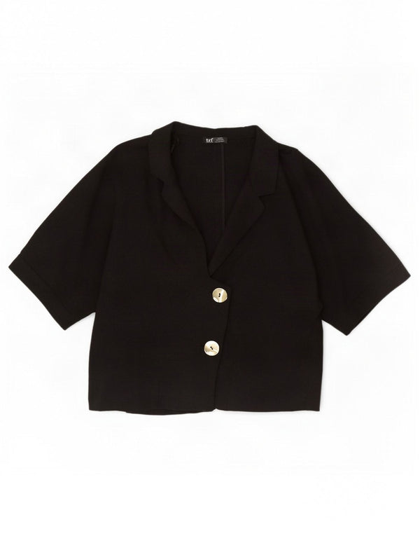 Zara Dame Kortærmet Bolero Jacket UK 16 Stor Sort Viscose
