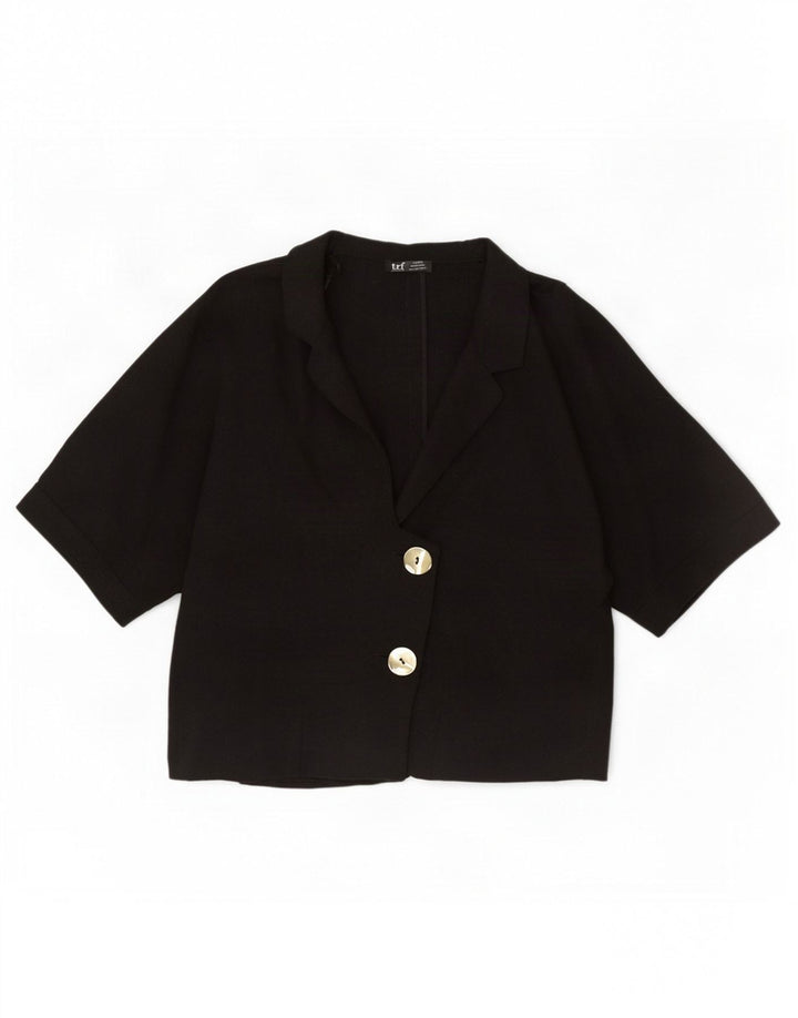 Zara Dame Kortærmet Bolero Jacket UK 16 Stor Sort Viscose