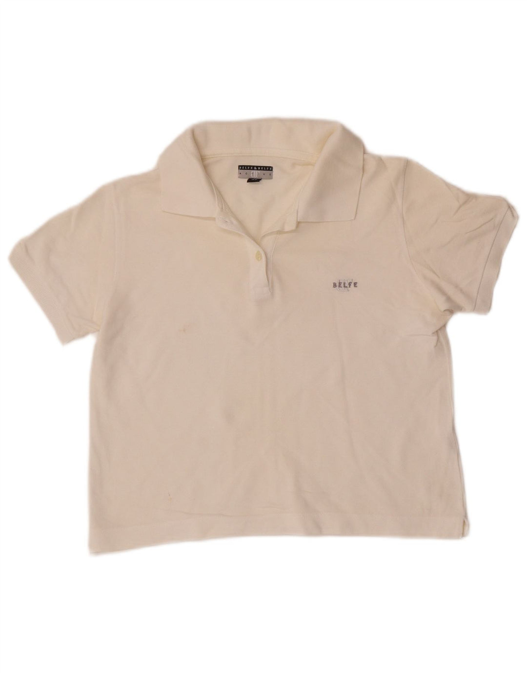 Belfe & Belfe Dame Crop Poloshirt IT 46 Stor Hvid Bomuld