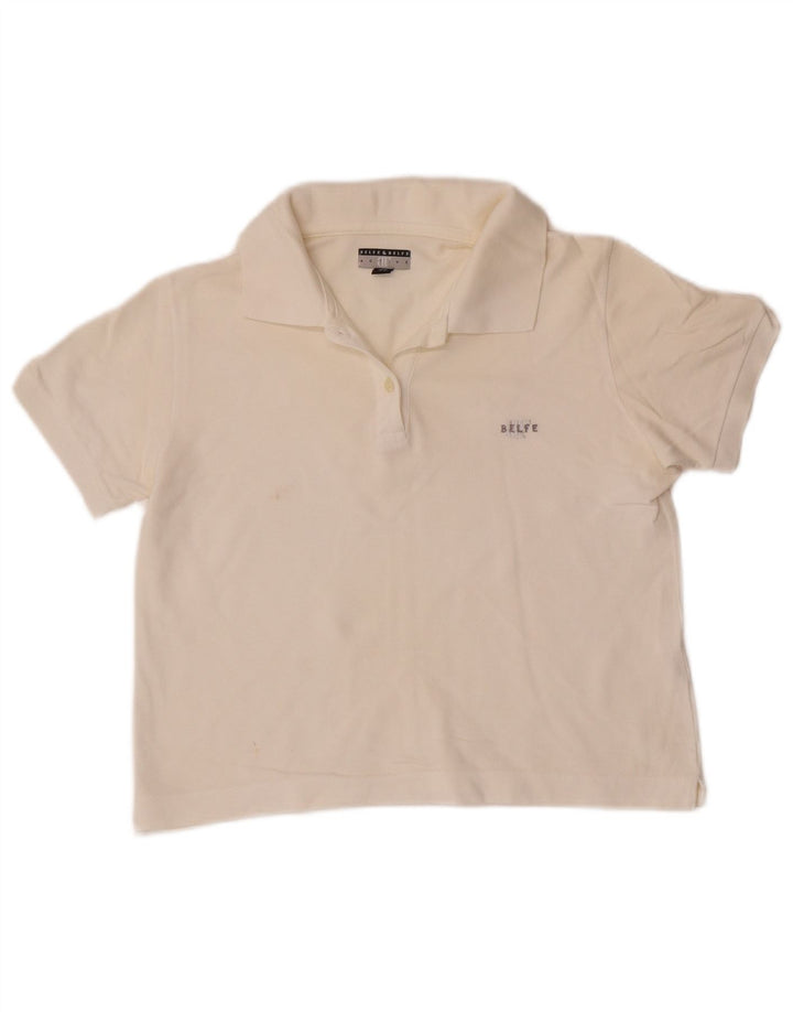 Belfe & Belfe Dame Crop Poloshirt IT 46 Stor Hvid Bomuld