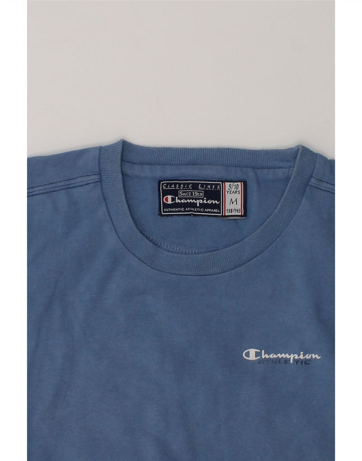 CHAMPION Boys Vest Top 9-10 Years Medium Blue Colourblock Cotton | Vintage Champion | Thrift | Second-Hand Champion | Used Clothing | Messina Hembry 