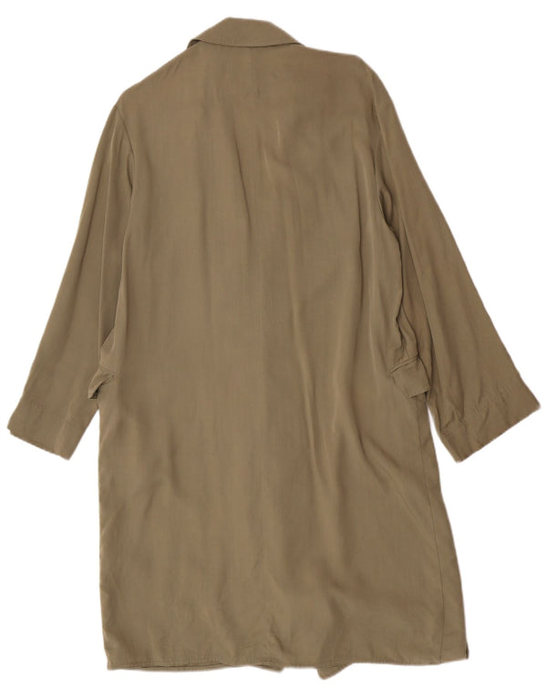 Zara Womens Open Overcoat UK 14 Medium Khaki Lyocell