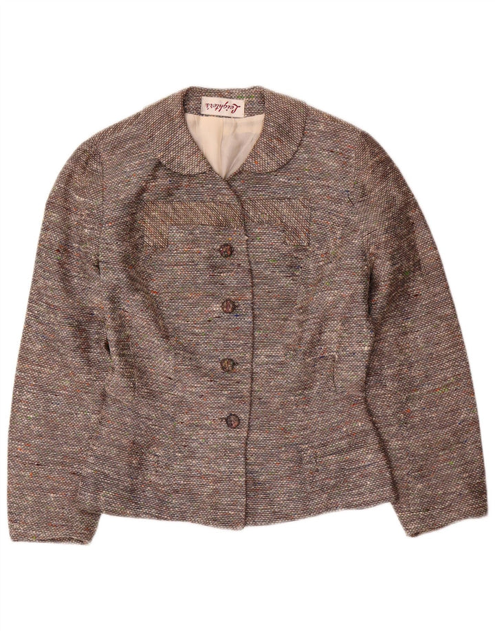 Vintage kvinders 4-knaps 2-delt nederdelsæt UK 10 Small W26 Grå Flecked