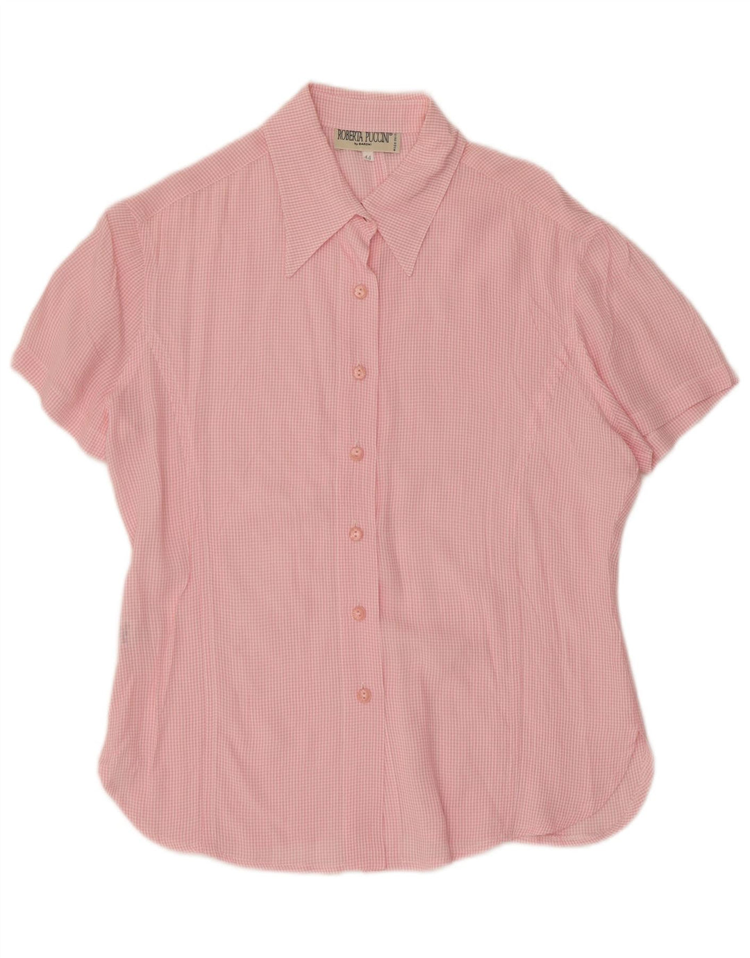 Roberta Puccini Dame Kortærmet Bluse IT 44 Medium Pink Gingham