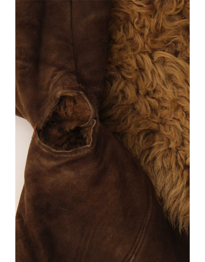 Vintage Dame 3-knaps Shearling Coat UK 14 Medium Brun