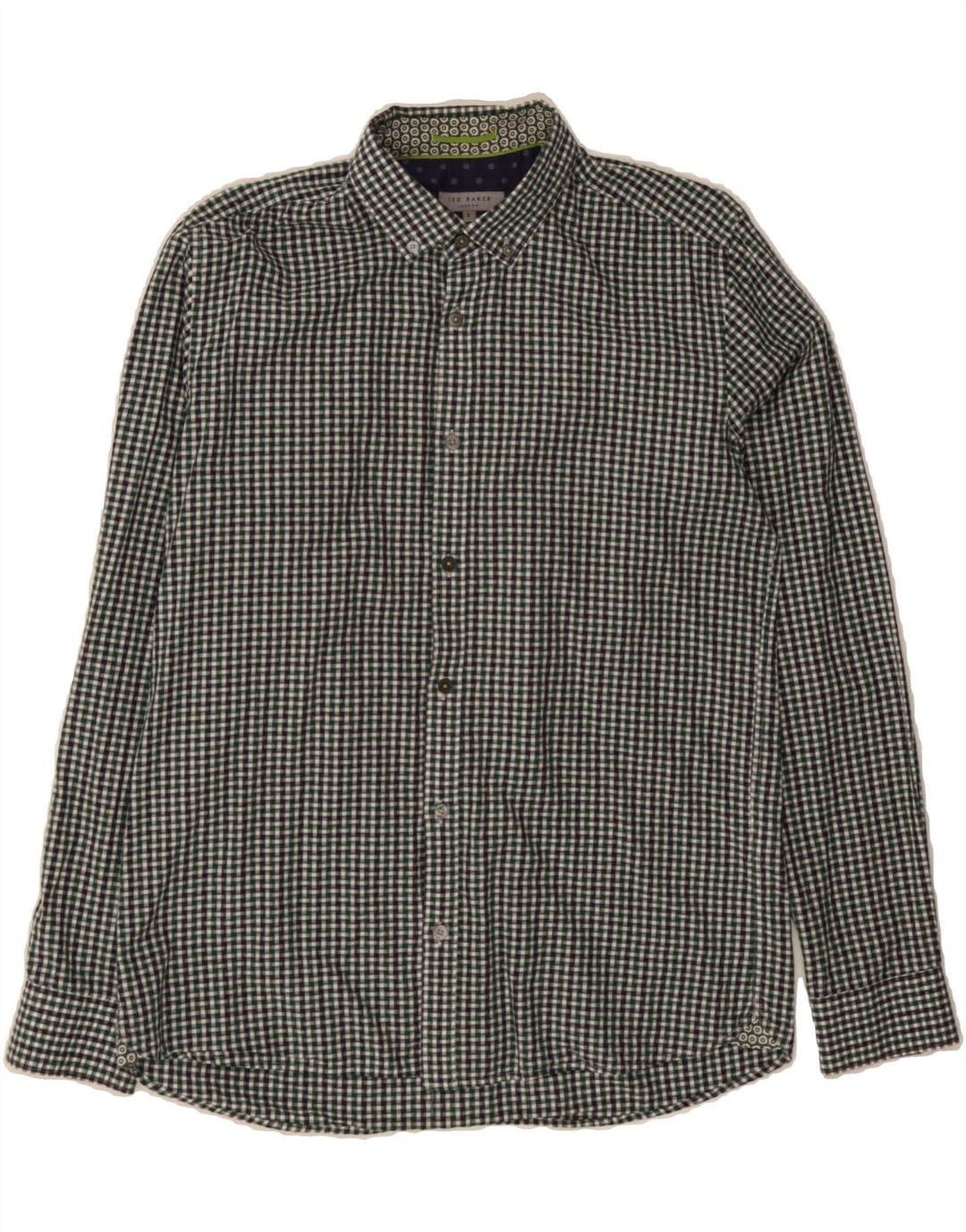 TED BAKER Mens London Shirt Size 3 Medium Green Check Cotton Vintage Ted Baker and Second-Hand Ted Baker from Messina Hembry 