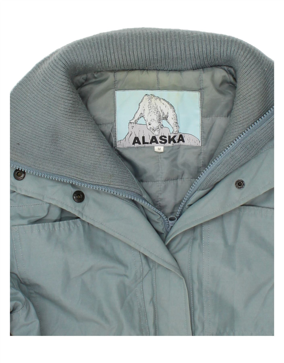 ALASKA Womens Windbreaker Jacket UK 14 Medium Blue Cotton Vintage Alaska and Second-Hand Alaska from Messina Hembry 