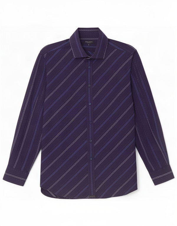 Ted Baker Herreskjorte str. 4 Large Navyblå stribet bomuld