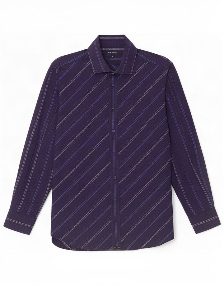 Ted Baker Herreskjorte str. 4 Large Navyblå stribet bomuld