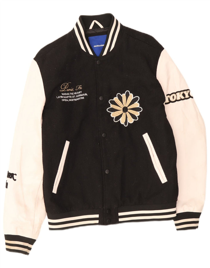Jack & Jones Herre Grafisk Varsity Jacket UK 38 Medium Sort Colourblock