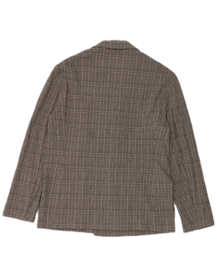 Zara Herre Double Breasted Blazer Jacket UK 38 Medium Sort Ternet Bomuld