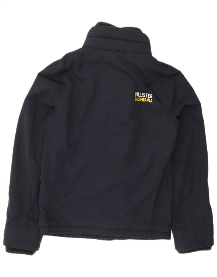 HOLLISTER Dame Oversized Windbreaker Jacket UK 10 Small Navy Blue Nylon