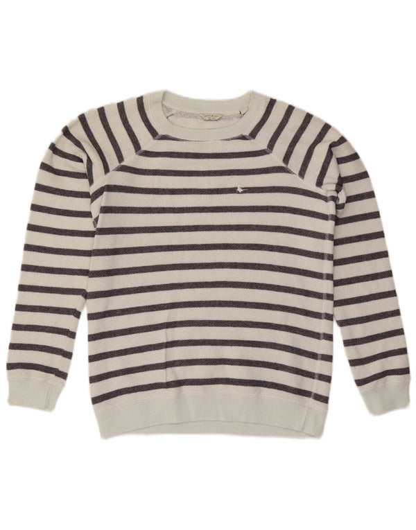 Jack Wills Dame Sweatshirt Jumper UK 8 Lille hvid stribet bomuld