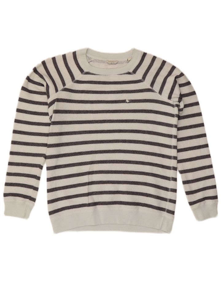 Jack Wills Dame Sweatshirt Jumper UK 8 Lille hvid stribet bomuld