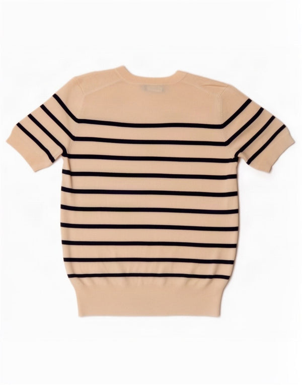Zara Dame Boat Neck Jumper Sweater UK 18 XL Off White Stribet