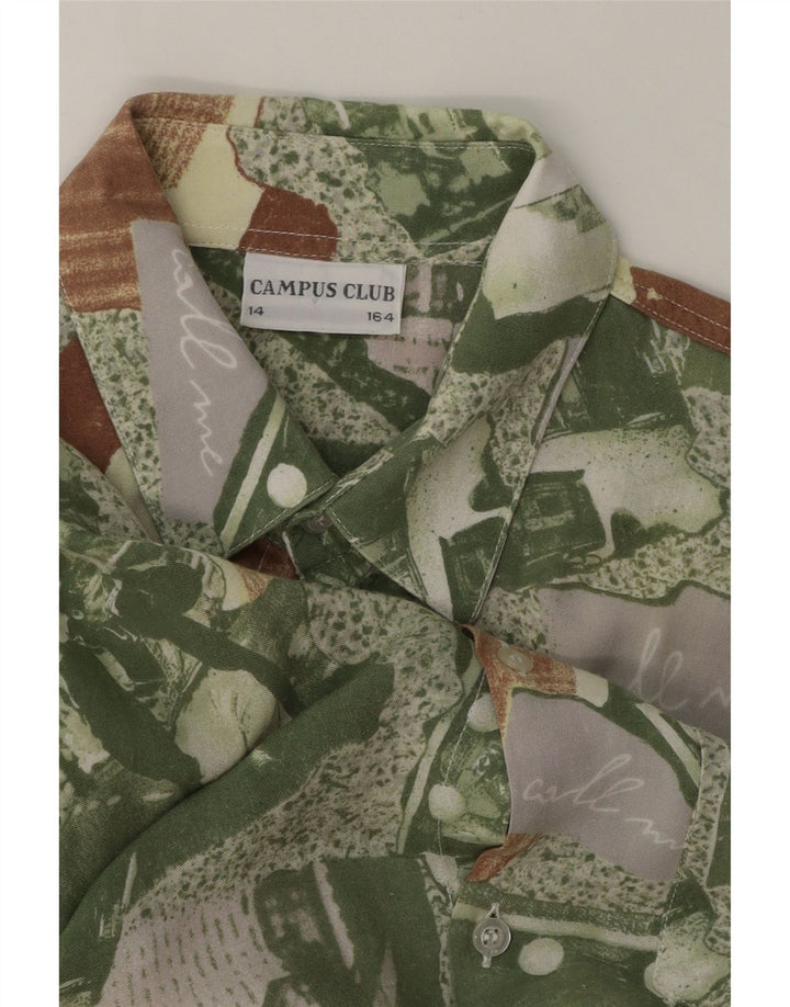 CAMPUS CLUB Boys Oversized Abstract Pattern Shirt 13-14 Years Green Vintage Campus Club and Second-Hand Campus Club from Messina Hembry 